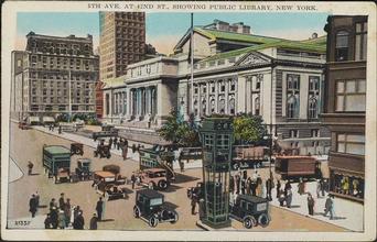 5th Ave. at 42nd St., Showing Public Library, New York.