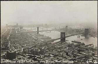 Looking up the East River from Singer Tower, New York.