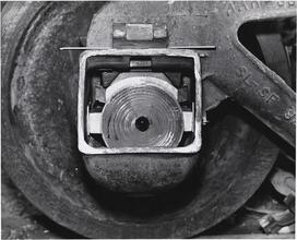 [Detail of a train wheel.]