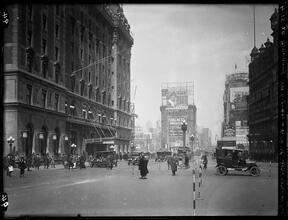 Broadway Series. View looking north from 44th Street (Times Square), where Broadway crosses 7th Avenue.