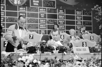 Milton Berle - Damon Runyon Cancer Fund [Milton Berle at the telethon.]