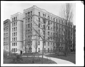 Riverside Drive at the corner of West 94th Street. Irving Arms Apartment House.