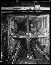 Subway tunnel construction at Lexington Avenue and 97th Street.