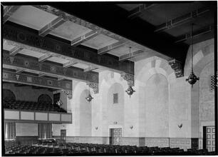 Beth Elohim Temple House. Horizontal detail auditorium toward doors.