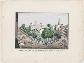 View of the Park Fountain & City Hall, N.Y.