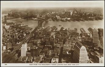 View from the Woolworth Tower Looking East, New York City.