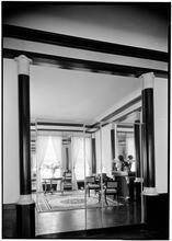 Elsie Cobb Wilson, Inc. Black and white room. Mirror detail.