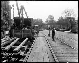 Unidentified street and railroad tracks.