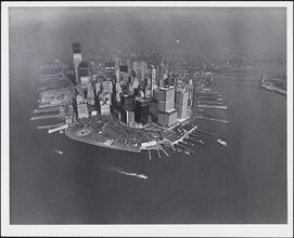 [Aerial view of Lower Manhattan.]