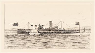 [The side-wheel steamer New York of the Hudson River Line.]