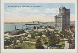Whitehall Building, Aquarium and Battery Park.