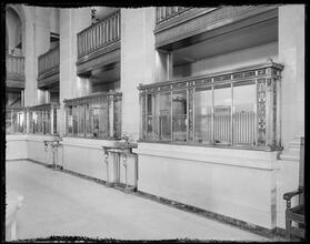 42nd Street and 5th Avenue. Bankers Trust Co., Astor branch, view of bronze counter screen taken for Architectural Forum.
