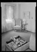 Carroll Carstairs [residence]. Living room down shot on magazine table.