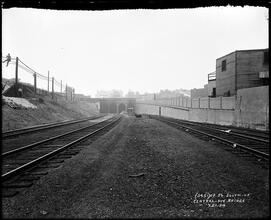 Railroad tunnels and bridge, south of Central Avenue.