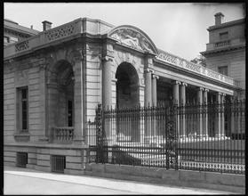 East 70th Street and Fifth Avenue. H.C. Frick residence, detail of S.W. corner of art gallery colonnade.