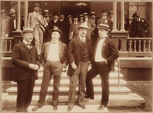 [Theodore Roosevelt with other men at the Republican State Convention in Saratoga.]