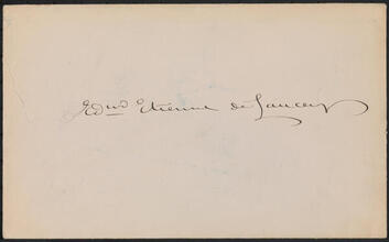 Envelope addressed to Edward Etienne De Lancey, containing invitations and admission tickets, 1889