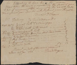 Receipted bill issued by David Rogers to John Peter De Lancey, for tooth extraction of a slave, January 4, 1798
