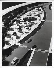 [Detail of architectural model of La Guardia Airport.]