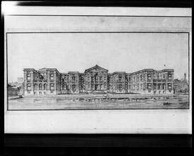 Bellevue Hospital. Perspective view from river.