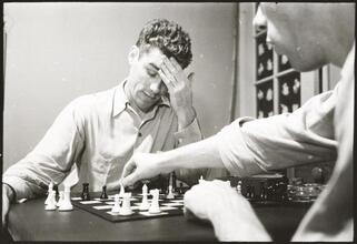 Walter Cartier, Prizefighter of Greenwich Village [Walter Cartier playing chess.]
