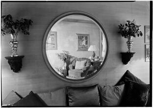 Bruce Buttfield [residence]. Detail of mirror above sofa.