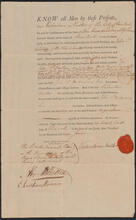 Bill of sale issued by Valentine Nutter to John Peter De Lancey for payment of 180 pounds for slave, March 24, 1797