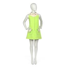 Mini dress in chartreuse worsted wool