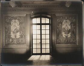 East 77th Street and Fifth Avenue. Senator William A. Clark residence. Interior, period room, detail of tapestry and frame