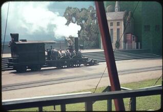[Train replica at the Railroads on Parade show.]