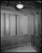 Broadway and Dey Street. New York Telephone and Telegraph Building. Interior of elevator cage.