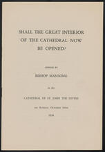 Shall the Great Interior of the Cathedral Now Be Opened?