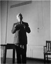 Dale Carnegie [Dale Carnegie teaching a public speaking class.]