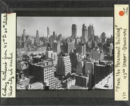 "From the Paramount Building." 43rd Street - Broadway. Looking northeast from 45th to 60th streets. Radio City not erected.