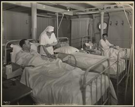 French Line, S.S. "Normandie", Pier #88 N.R., Interior, Hospital, Male Ward for Crew.