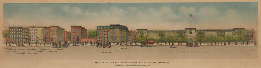 West Side of Fifth Avenue from 38th to 42nd Sts. Before Its Transition to Business, About 1880