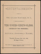 Entertainment given by Wm. Golden Mortimer, M.D. under the auspices of the Young Men's Class (Church of the Redeemer.)