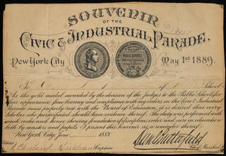 Souvenir of the Civic & Industrial Parade, New York City, May 1, 1889