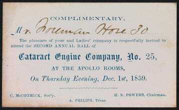 Second Annual Ball of Cataract Engine Company, No. 25