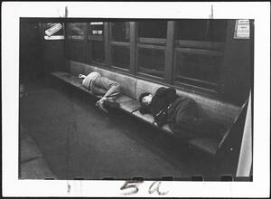 Life and Love on the New York City Subway [Men sleeping in subway.]