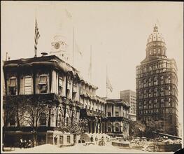 [City Hall decorated in honor of President McKinley.]