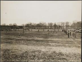 Avenue M and Ocean Parkway. Friends School ballfield. Football team playing Adelphi Academy