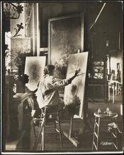 East 8th Street and Third Avenue. Cooper Union; women students painting