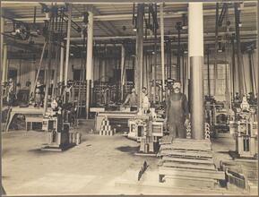 [Workers in a Brooklyn Rapid Transit machine shop.]