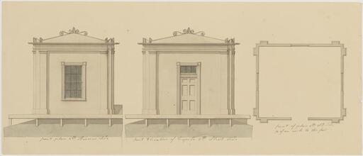 [Three drawings of a building on 2nd Avenue and 8th Street.]