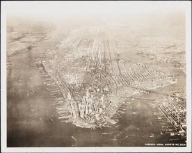 [Aerial view of Lower Manhattan.]