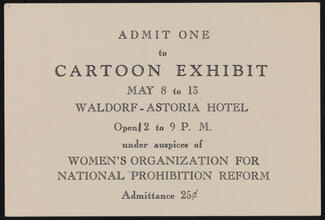 Cartoon Exhibit Under Auspices of Women's Organization for National Prohibition Reform