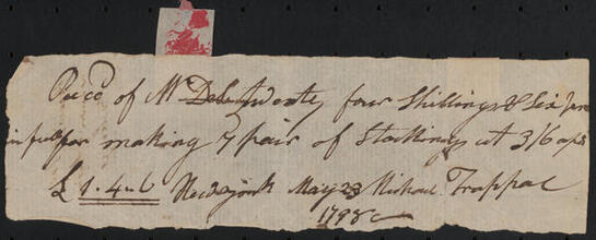 Receipted bill issued by Michael Trappal to John Peter De Lancey, May 23, 1798