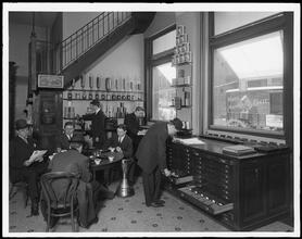 Franklin Street and Greenwich Street. B. Fischer and Co. Factory, testing coffee.