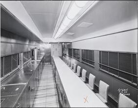 [Lunch Counter in an Atchison, Topeka & Santa Fe Railroad train.]
